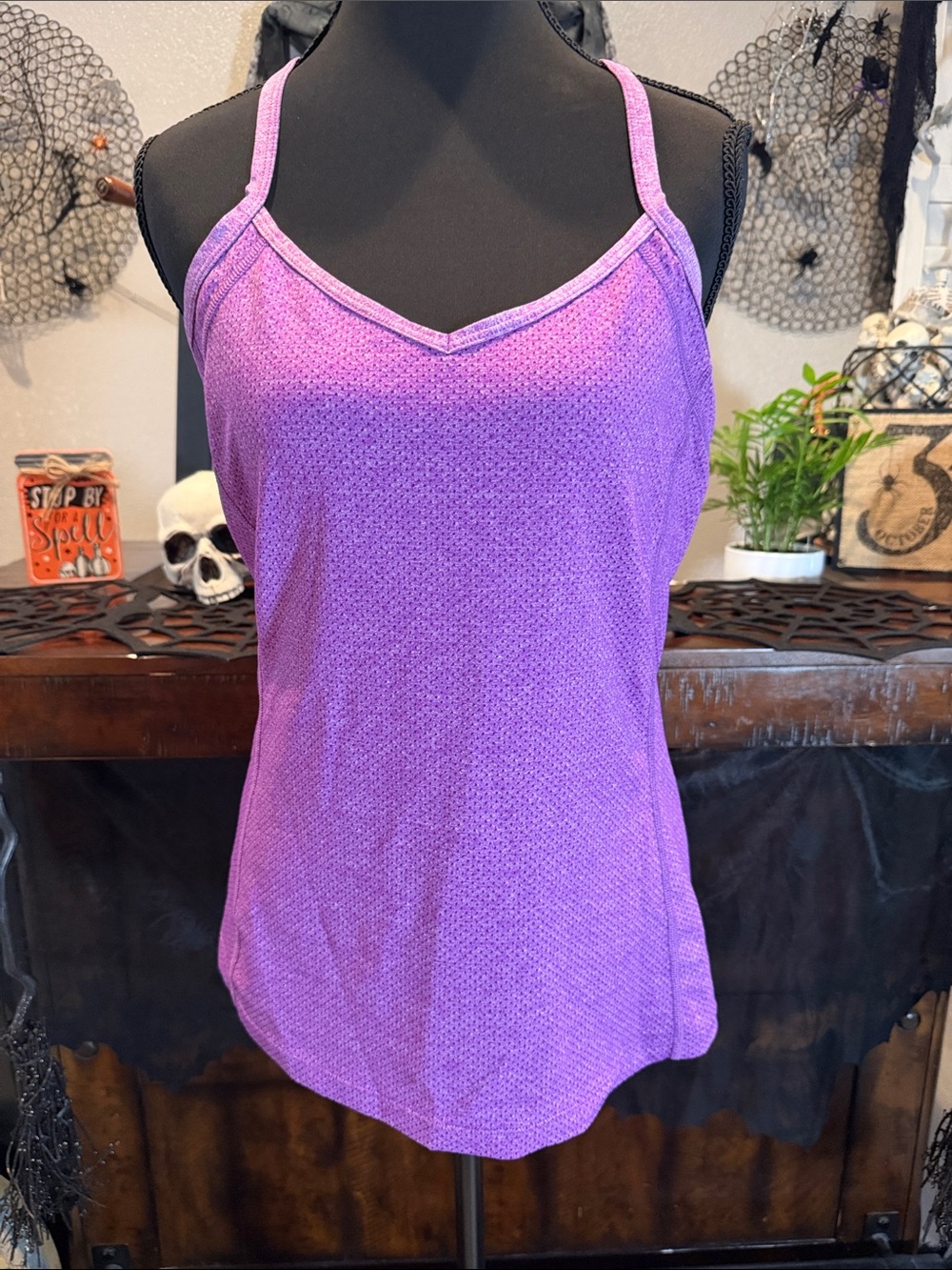 Lorna Jane Purple Spaghetti Strap V-Neck Tank